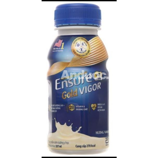 Sữa bột pha sẵn Ensure Gold Vigor bổ sung dinh dưỡng đầy đủ hương vani chai 237ml