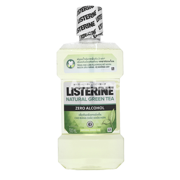 Nước súc miệng Listerine Natural Green Tea không cay chai 500ml