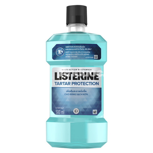 Nước súc miệng Listerine Tartar Protection ngừa mảng bám chai 500ml