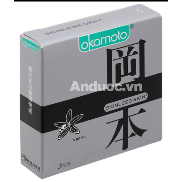 Bao cao su Okamoto Skinless Skin Vanilla 53mm hộp 3 cái