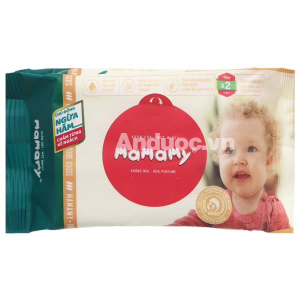 Khăn ướt em bé Mamamy không mùi hương gói 30 miếng