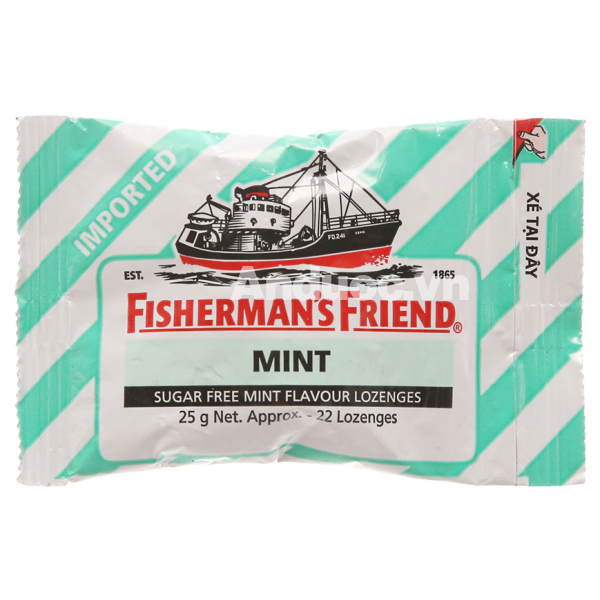 Kẹo cay Con Tàu Fisherman's Friend không đường vị bạc hà gói 25g