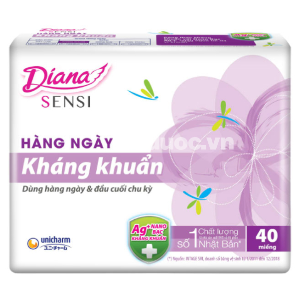 Băng vệ sinh hàng ngày Diana Sensi kháng khuẩn gói 40 miếng