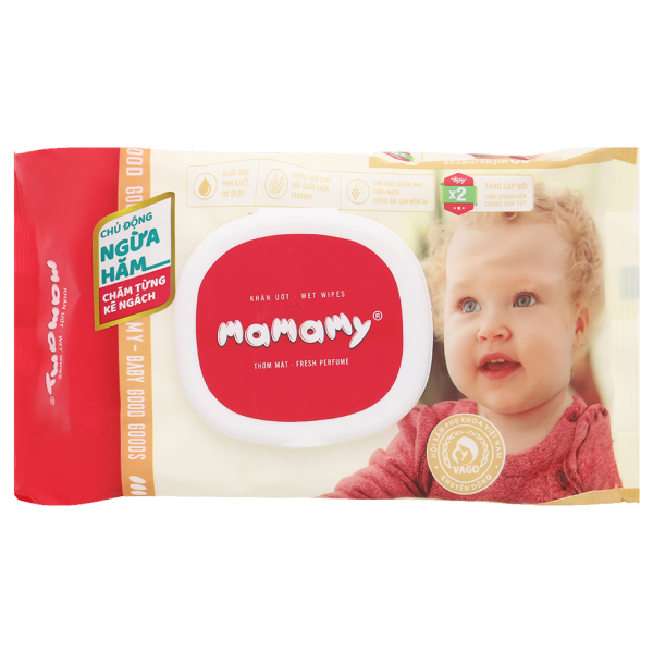 Khăn ướt em bé Mamamy hương thơm mát gói 80 miếng