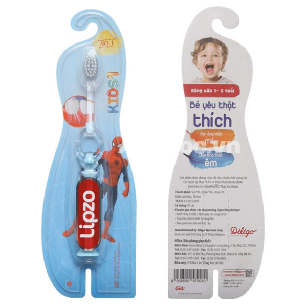 Bàn chải đánh răng cho bé 1 - 2 tuổi Lipzo Kids lông mềm vỉ 1 cây