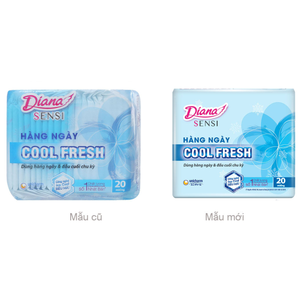 Băng vệ sinh hàng ngày Diana Sensi Cool Fresh siêu mát gói 20 miếng