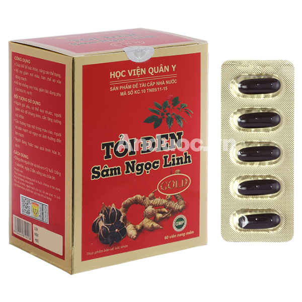 Tỏi Đen Sâm Ngọc Linh Gold hỗ trợ giảm mỡ máu hộp 60 viên