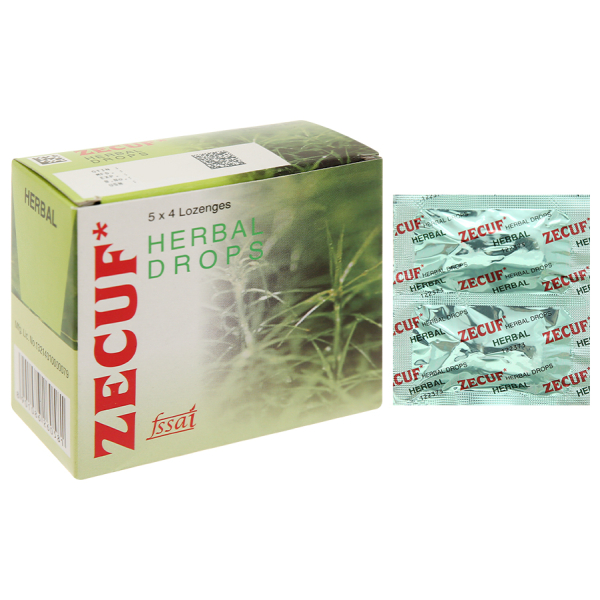Kẹo ngậm Zecuf hỗ trợ giảm ho, đau rát họng hộp 20 viên