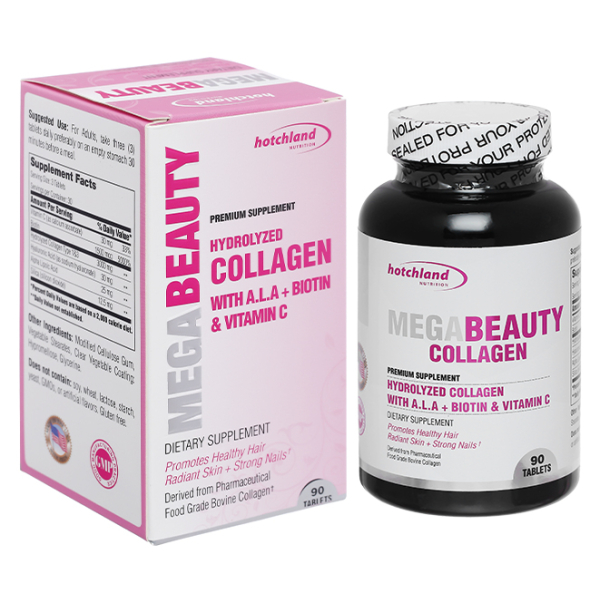 Hotchland Mega Beauty Collagen làm đẹp da, tóc, móng hộp 90 viên