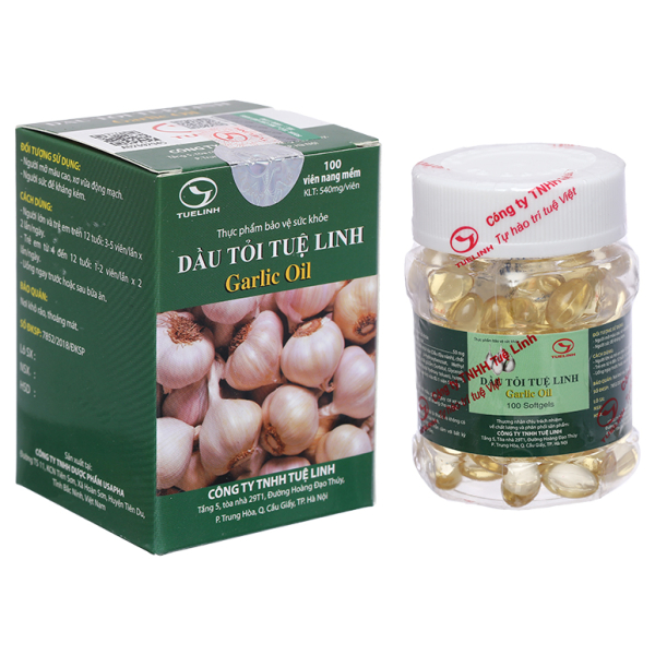 Dầu Tỏi Tuệ Linh hỗ trợ giảm mỡ máu, ngừa xơ vữa chai 100 viên