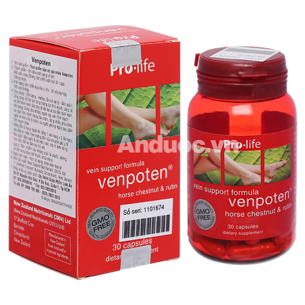 Venpoten hỗ trợ giảm suy giãn tĩnh mạch chai 30 viên