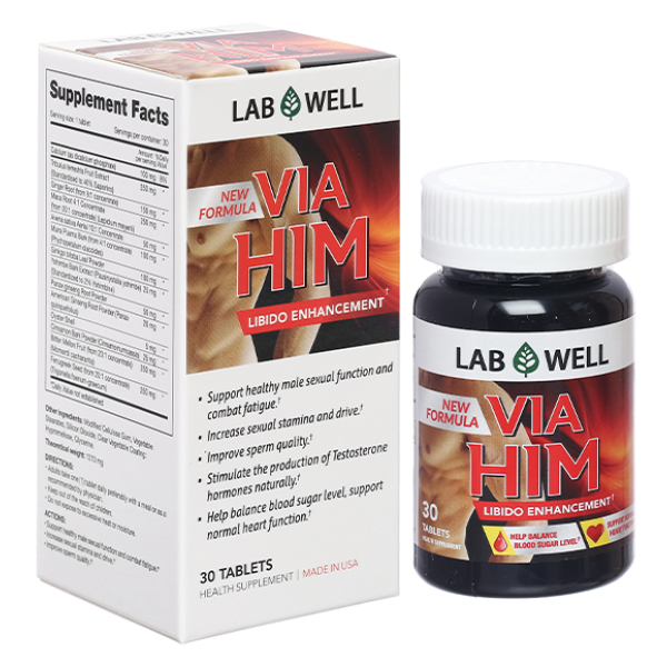 Lab Well Via Him bồi bổ, tăng cường sinh lực nam giới hộp 30 viên