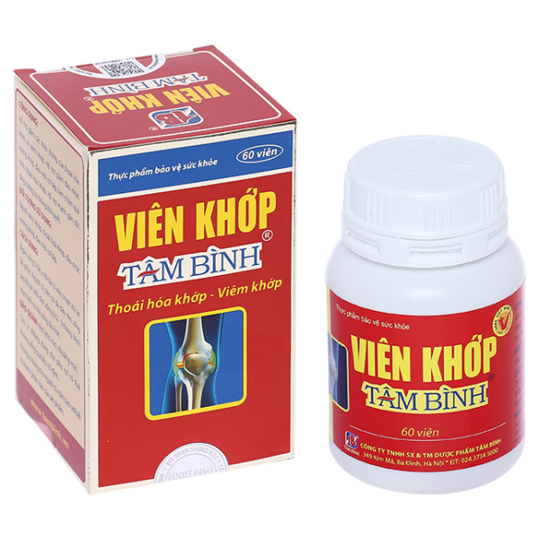 Viên khớp Tâm Bình hỗ trợ giảm thoái hóa khớp, viêm khớp lọ 60 viên