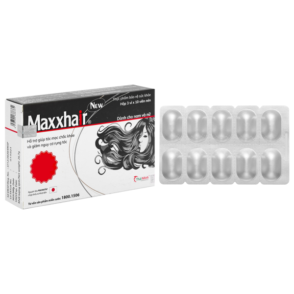 Maxxhair New giảm rụng, kích thích mọc tóc (3 vỉ x 10v viên)