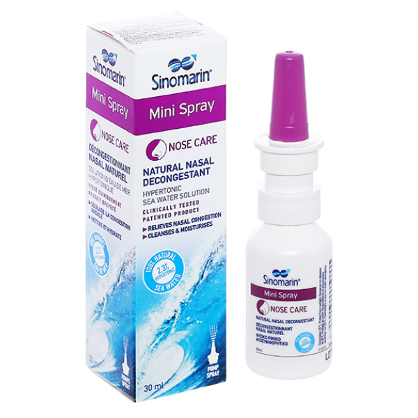 Xịt mũi Sinomarin Mini Spray giảm nghẹt mũi, sung huyết mũi chai 30ml