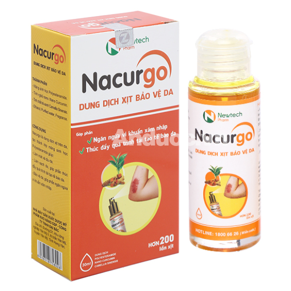 Dung dịch xịt Nacurgo bảo vệ, tái tạo da, ngừa vi khuẩn chai 30ml