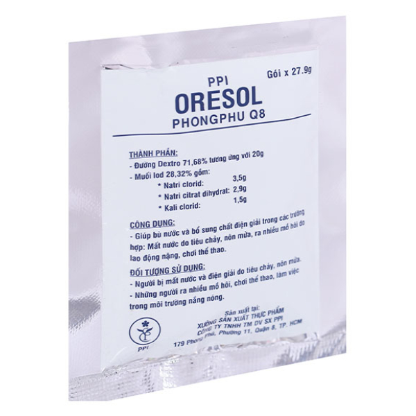 Bột PPI Oresol giúp bù nước, bổ sung điện giải gói 27.9g