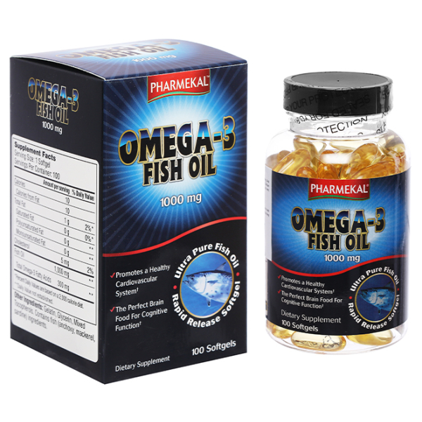 Dầu cá Pharmekal Omega-3 Fish Oil tốt cho tim mạch chai 100 viên