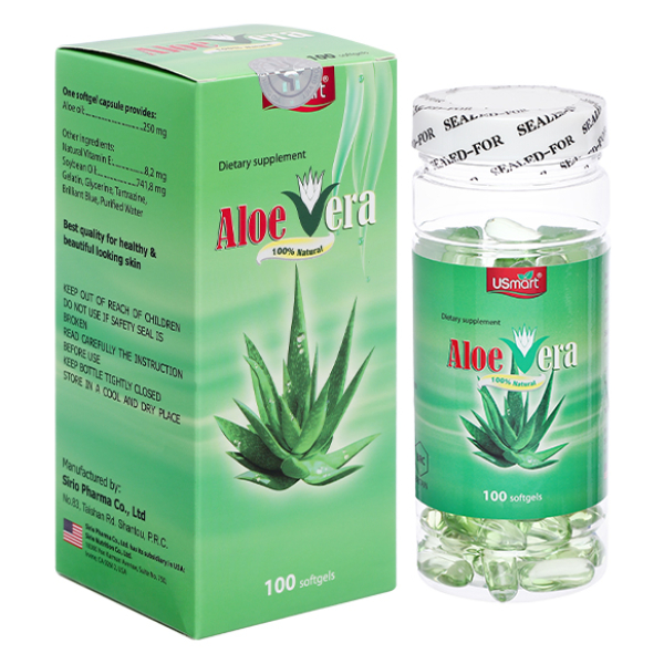 USmart Aloe Vera dưỡng ẩm da, thanh nhiệt, nhuận tràng chai 100 viên