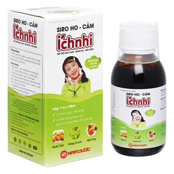 Siro Ho-Cảm Ích Nhi hỗ trợ giảm ho, tăng đề kháng chai 90ml
