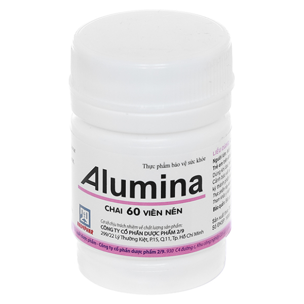Alumina hỗ trợ giảm viêm loét dạ dày chai 60 viên