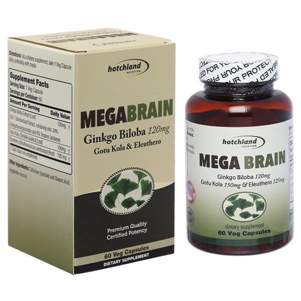 Hotchland Megabrain tăng cường trí nhớ, tăng cường tuần hoàn não hộp 60 viên