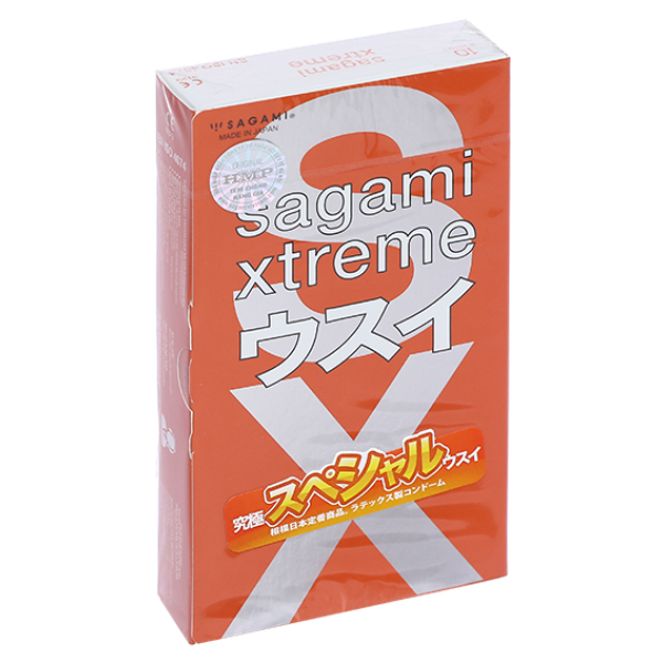 Bao cao su Sagami Xtreme siêu mỏng 52mm hộp 10 cái