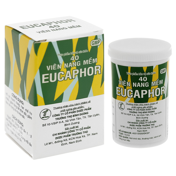 Eucaphor hỗ trợ giảm ho, đau rát họng hộp 40 viên