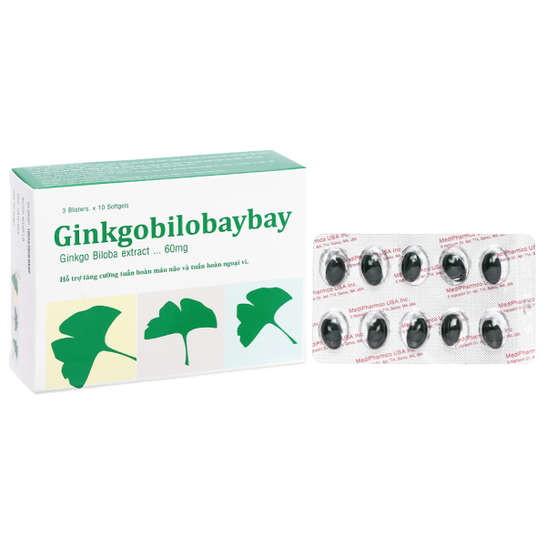 Ginkgobilobaybay tăng cường tuần hoàn máu não hộp 30 viên