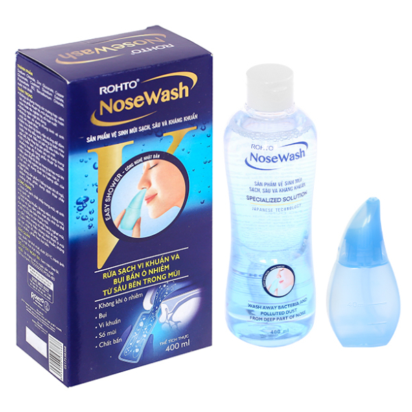 Bộ dụng cụ vệ sinh mũi Rohto NoseWash hộp 1 bình + 400ml dung dịch