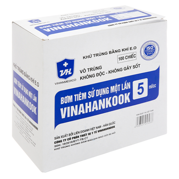 Bơm kim tiêm Vinahankook (5ml/cc) hộp 100 cái