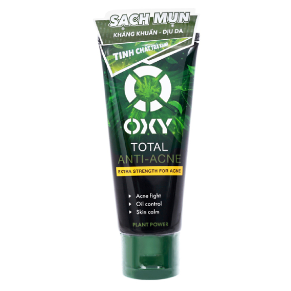 Kem rửa mặt Oxy Total Anti-Acne trà xanh làm dịu da, kiểm soát nhờn tuýp 100g