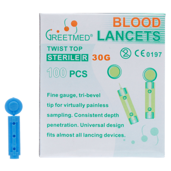 Kim lấy máu Greetmed Blood Lancets hộp 100 cái
