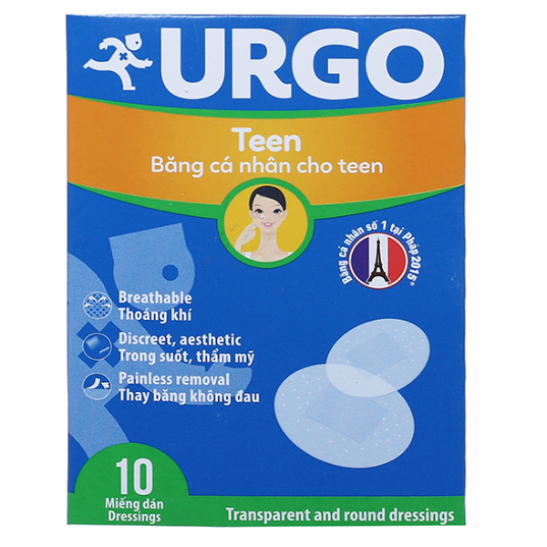 Băng cá nhân trong suốt Urgo Teen 2.3cm hộp 10 miếng