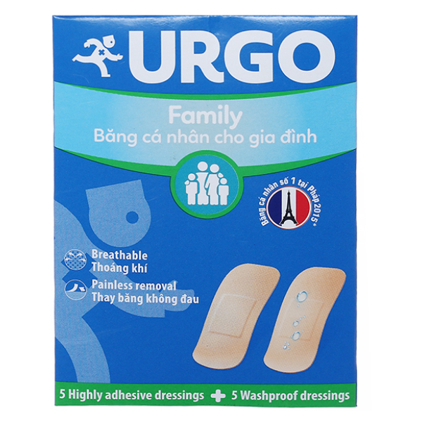 Băng cá nhân Urgo Family hộp 10 miếng