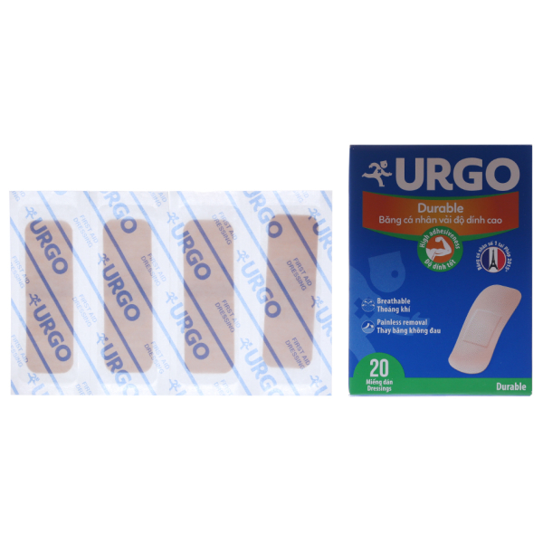 Băng cá nhân vải Urgo Durable (2 x 6cm) hộp 20 miếng
