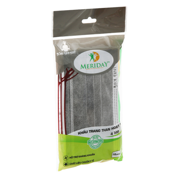 Khẩu trang y tế Meriday 4 lớp màu xám gói 10 cái