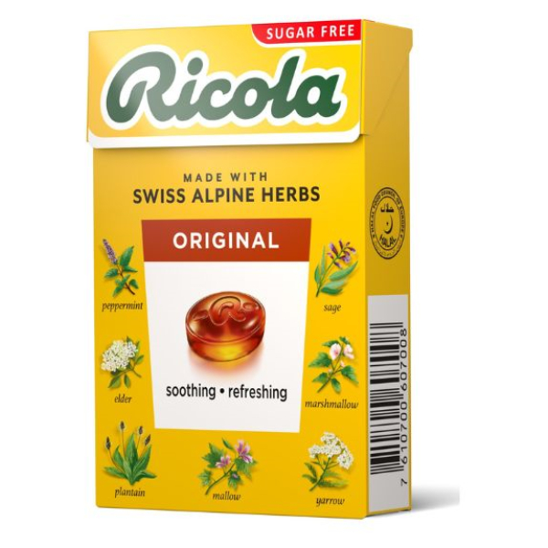 Kẹo thảo mộc Ricola Original không đường dịu cổ họng hộp 40g