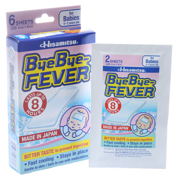 Miếng dán hạ sốt ByeBye Fever trẻ sơ sinh (3 gói x 2 miếng)