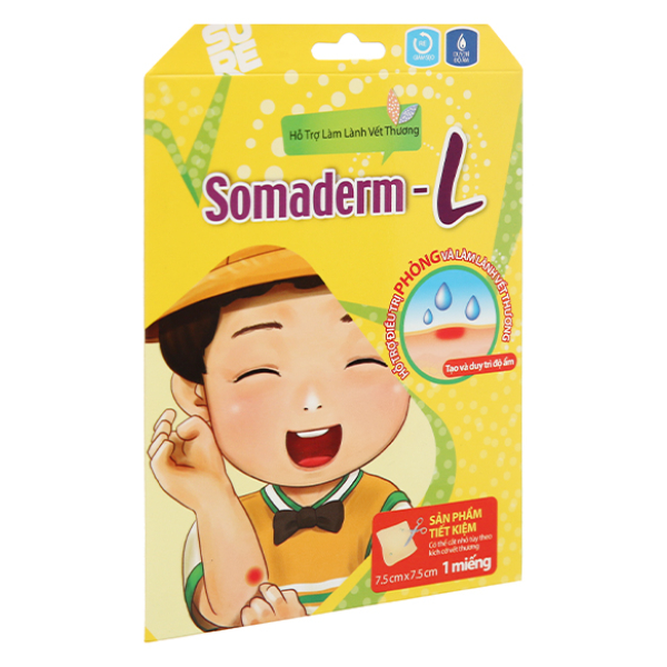 Miếng dán Somaderm-L hỗ trợ làm lành vết thương (7.5cm x 7.5cm)