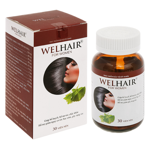 Welhair For Women giảm rụng tóc, tóc bạc sớm dành cho nữ hộp 30 viên