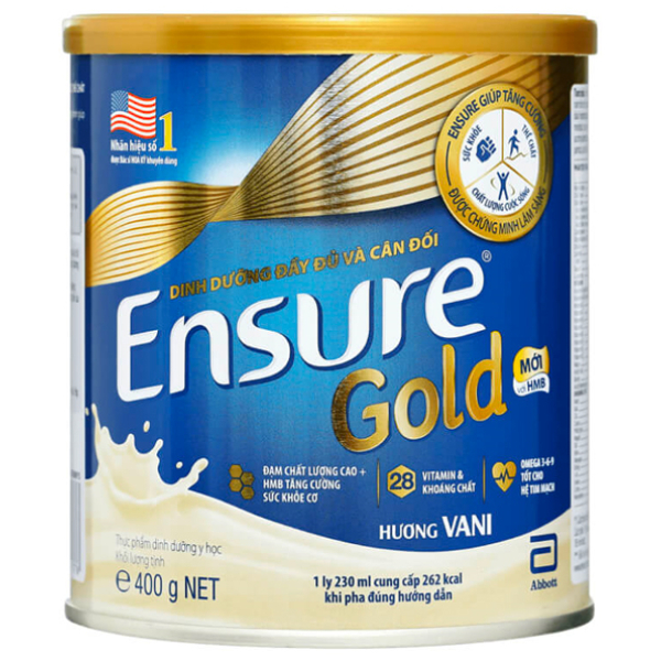 Sữa bột Ensure Gold bổ sung dinh dưỡng, tăng cường sức khỏe hương vani lon 400g