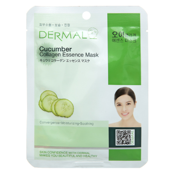Mặt nạ giấy Dermal collagen dưa leo dưỡng ẩm, da mịn màng miếng 23g