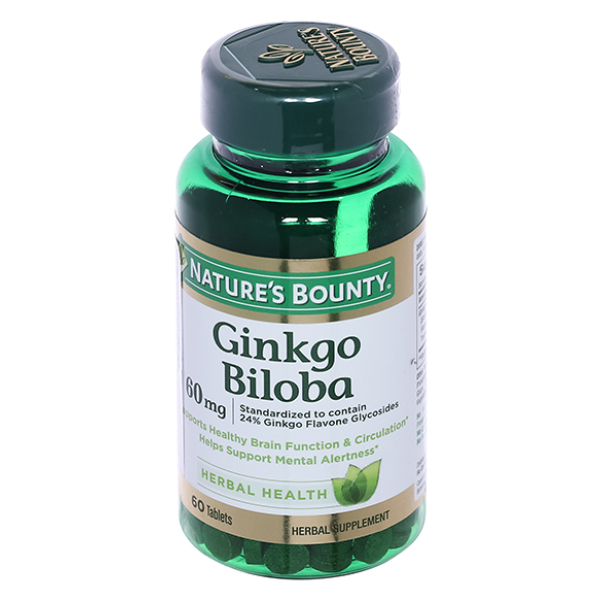 Nature's Bounty Ginkgo Biloba hỗ trợ tăng tuần hoàn máu não chai 60 viên