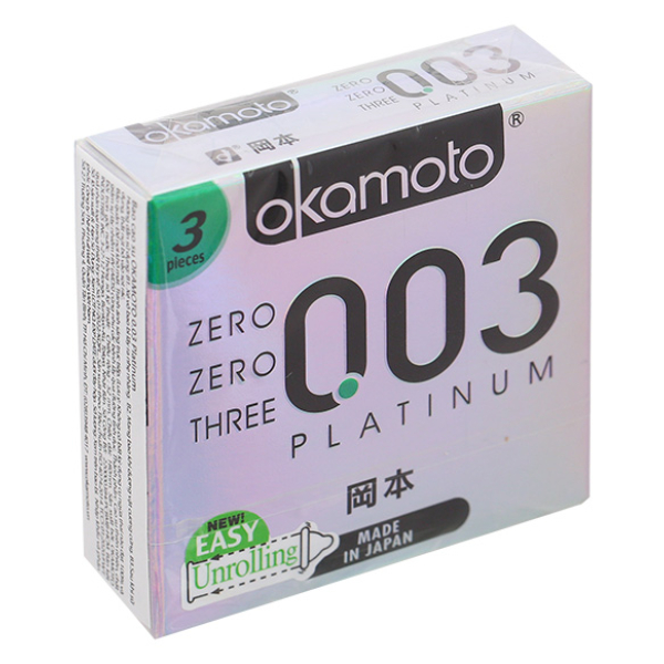 Bao cao su Okamoto 0.03 Platinum 52mm hộp 3 cái