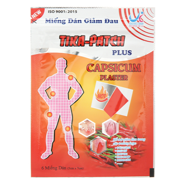 Miếng dán Tika-Patch Plus giảm đau cơ xương khớp gói 6 miếng