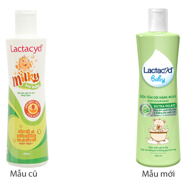 Sữa tắm gội Lactacyd Baby Extra Milky bảo vệ da và tóc cho bé chai 250ml