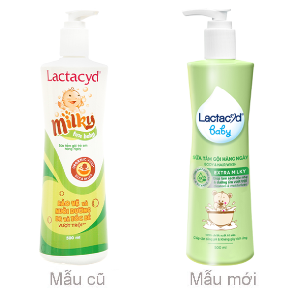 Sữa tắm gội Lactacyd Baby Extra Milky bảo vệ da và tóc cho bé chai 500ml