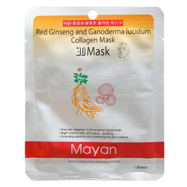 Mặt nạ 3D Mayan collagen hồng sâm linh chi da trắng mịn miếng 25ml