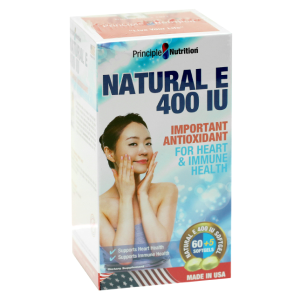 Principle Nutrition Natural E 400IU hạn chế lão hóa hộp 65 viên